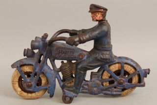 Antique Cast Iron Hubley Police Harley Davidson Motorcycle