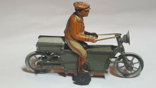 Antique German Tin Penny Motorcycle By Meier