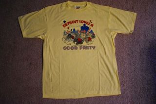 Vintage Hanes Detroit Republican Gop Convention Xl L 1980 Yellow Reagan Shirt