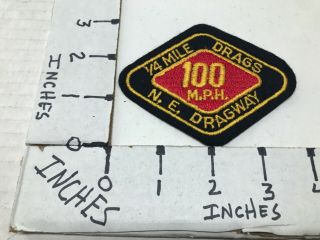 Vintage Embroidered Nhra 1/4 Mile Drags 100 Mph N.  E.  Dragway Jacket Patch 4 " X 3