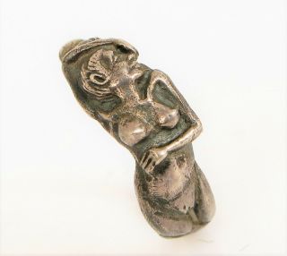 Vintage Sterling Silver Nude Naked Woman Posing 3d Sculpted Ring Sz 8