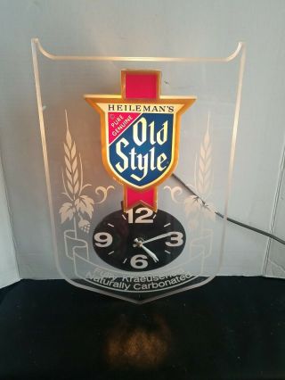 (vtg) 1980s Heilemans Old Style Beer Back Bar Clock Light Up Sign Game Room