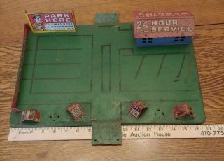Vintage Marx Toys Service Station Tin Litho Pressed Steel Playset