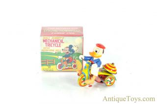 Linemar Marx Tin Litho Windup Disney Donald Duck “mechanical Tricycle "