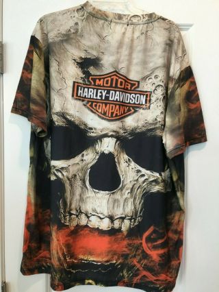 DYKHAILY 2XL Harley Davidson T - shirt w/ Skull Front and Back - 3