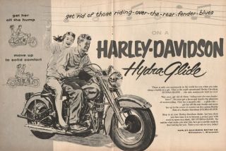 1957 Harley - Davidson Hydra - Glide - 2 - Page Vintage Motorcycle Ad