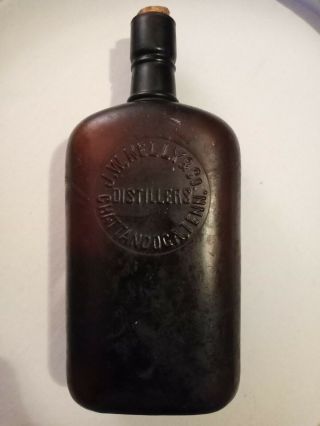 Rare Vintage J.  W.  Kelly&co.  Distillers Chattanooga Tenn.  Amber Point Bottle