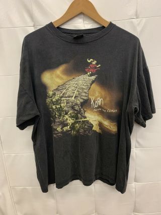 True Vintage 1998 Korn Follow The Leader Double Sided Black T - Shirt Sz Xl Giant