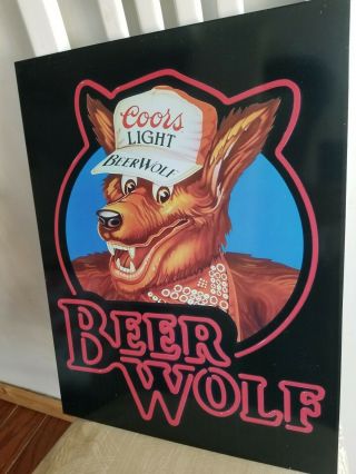 Coors Light Beer Wolf Sign Pub Man Cave Vintage Style 1980s Bar Art