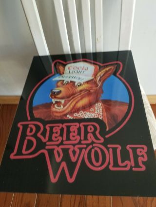 Coors light beer wolf sign pub man cave vintage style 1980s bar art 3