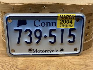 Vintage Metal Motorcycle License Plate - Connecticut 2004