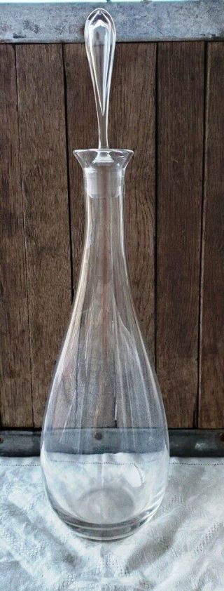 Vintage Midcentury Rosenthal Germany Tall Crystal Decanter With Teardrop Stopper