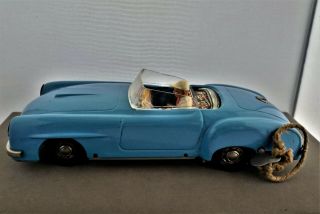 Vintage Ms Germany Seidel Mercedes 190 Wind Up Tin Friction Blue