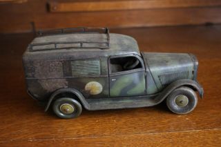 Antique Germany Tippco Ww2 Red Cross Ambulance Wind Up Tin Litho Toy