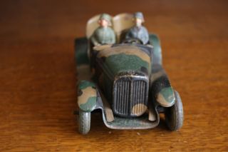 Antique Germany Tippco Ww2 Military Car Vehicle Wind Up Tin Litho Toy