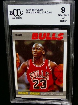 Bccg 9,  1987 Fleer Michael Jordan Basketball Card 59 Chicago Bulls