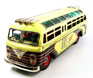 Giant 16” (42 Cm) Yellow Sight Seeing Japanese Bus By Iy Metal Toys Nr