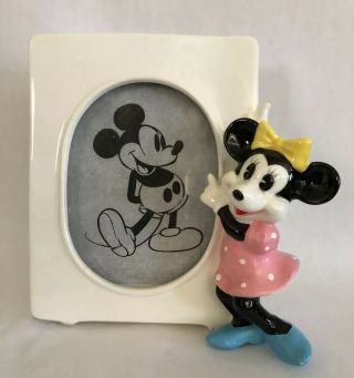 Vintage Disney Japan Minnie Mouse Ceramic Picture Frame 3.  5 X 5 " Photo