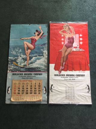 Horlacher Beer Allentown Pa Pinup Girl Calendars 1965 And 1966 Vintage