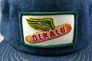 Vintage DEKALB Snapback Trucker Hat Cap Denim Dekalb Seed Corn Patch USA Farmer 3