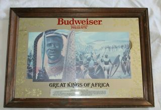 1980 Budweiser King Of Beers “great King Shaka Of Africa” Bar Advertising Mirror