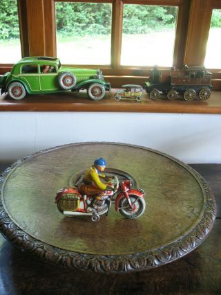 Tippco Tco - 59 Motorcycle Germany C.  1948 Tin Toy Wind Up Vintage Tinplate