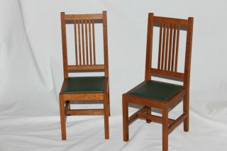 Rare Stickley T C Timber Mission Style Oak Miniature Dining Chairs