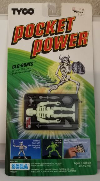 Vintage 1988 Tyco Pocket Power Glo - Bones Skeleton Figure,