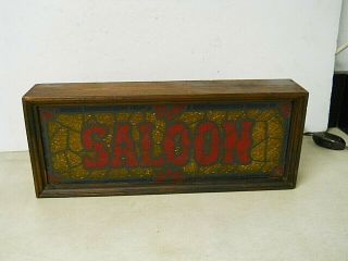 Vintage Saloon Bar Pub Man Cave Lighted Sign Faux Stained Glass Bakelite Switch