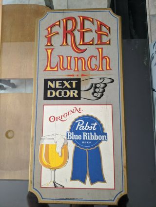 Pabst Blue Ribbon Beer Vintage Wooden Sign Lunch Next Door
