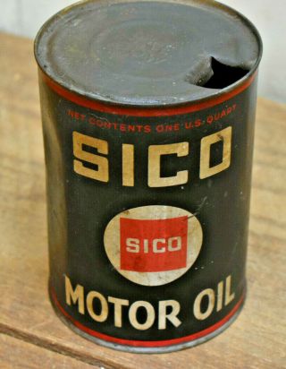L706 - Vintage Metal Sico Oil Mt.  Joy Pa Quart Can Oil Gas Sign 1