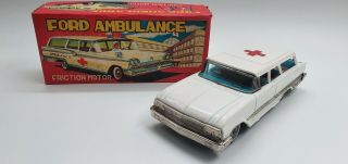 Tin Toy Haji Friction Ford Ambulance - Box - - Nos -