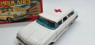Tin Toy HAJI Friction FORD Ambulance - box - - NOS - 3