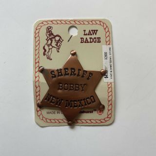 Vintage Badge Realistic Sheriff Bobby Metal 6 - Pt Star Toy Mexico Usa