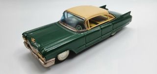 (see Video) Tin Toy Green Plaything Battery Operated 1960 Cadillac