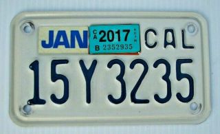 California 2017 Motorcycle Cycle License Plate " 15 Y 3235 " Ca 17