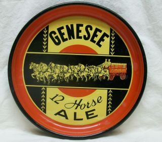 Vintage " Genesee 12 Horse Ale " Metal Beer Serving Tray (pie - Style) 12 - 3/4 " Wide