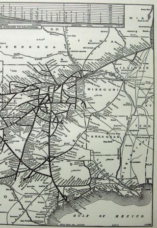 Santa Fe Railway - 1941 System Map by Poole Bros.  Vintage 3