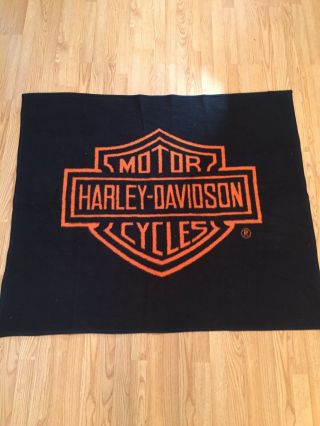 Harley Davidson Blanket Biederlack Throw Reversible Black/orange 46x54