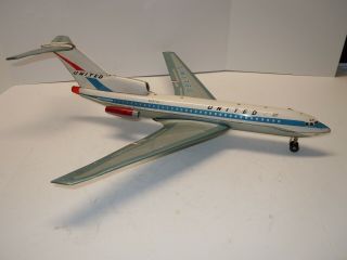 Rare Big 24 " Yonezawa/japan Tin Battery Op United 727 Jet Airplane.