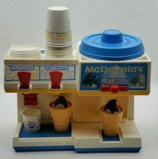 Vintage 1988 Fisher Price Mcdonald’s Soft Serve Ice Cream Soda Fountain Playset