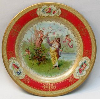 1905 Victorian Scene With Cherubs Or Cupids Vienna Art Plates 10 " Tin Tray