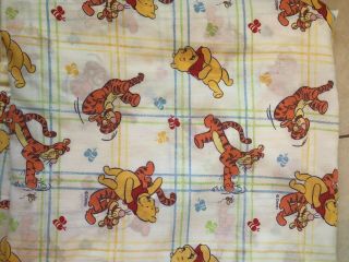 Vintage Winnie The Pooh Twin Size Flat Sheet Tigger Plaid Bees Craft Fabric