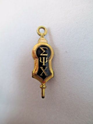Vintage Sigma Psi Chi Sorority 10k Gold Filled Pin Fob 646a