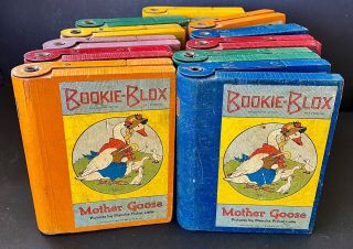 Rare Full Set - 11 Bookie - Blox Books - Mother Goose Nursery Rhymes - Copyright 1922