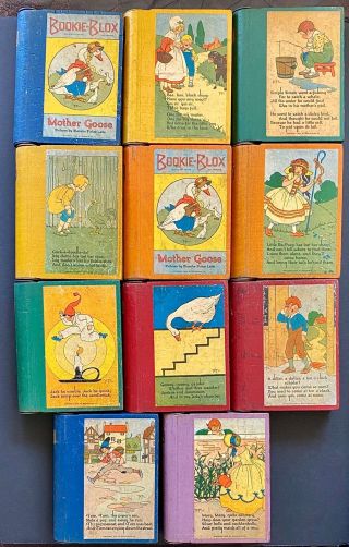 Rare full set - 11 Bookie - Blox Books - Mother Goose Nursery Rhymes - copyright 1922 4