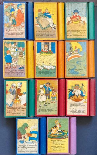 Rare full set - 11 Bookie - Blox Books - Mother Goose Nursery Rhymes - copyright 1922 5