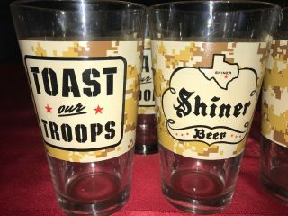 8 SHINER TEXAS BEER TOAST OUR TROOPS Digital Camo Pint Glass Tumbler 16 oz 5¾ 