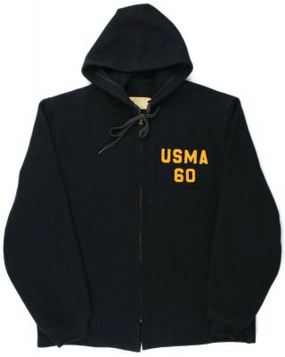 Vtg 1960 West Point Cadet Store Usma Military Academy Navy Wool Hooded Jacket Xl