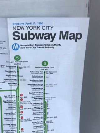Vintage September 1990 Nyc York City Subway Map Pocket Mta Guide 1 Day Ship